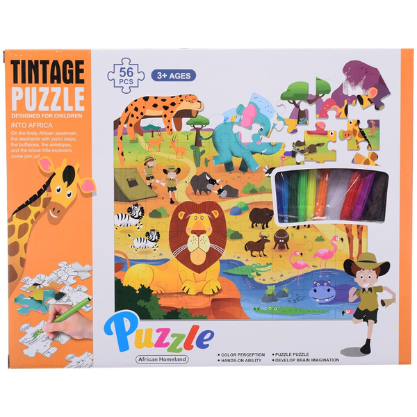 Into Africa Coloring Puzzle (56 Pcs)