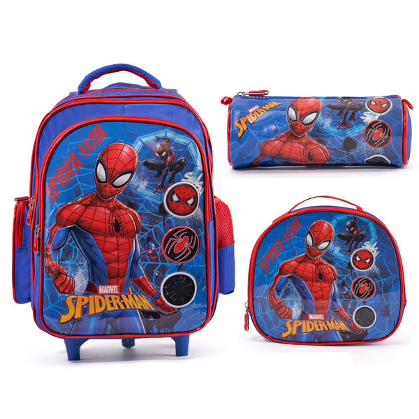 Spiderman 3-in-1 Boys' School Trolley Bag Set