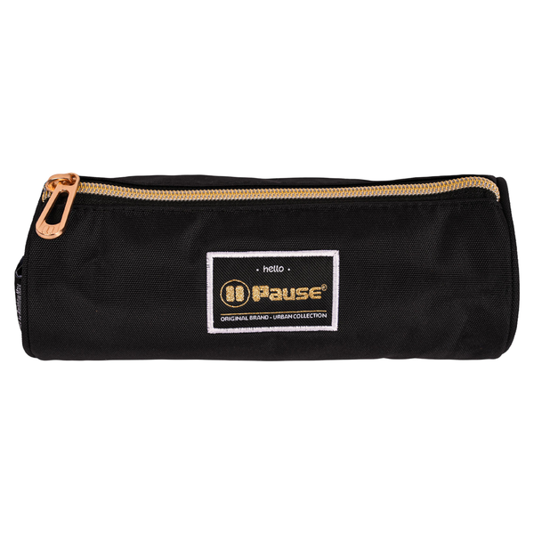 Black X Gold Hearts Pause Pencil Case