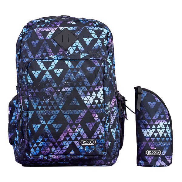 Roco Abstract Triangle Backpack 19" + Free Pencil Case