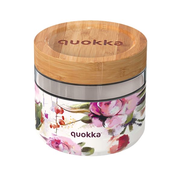 Quokka Glass Food Jar Dark Flowers 820 ML - Deli Collection