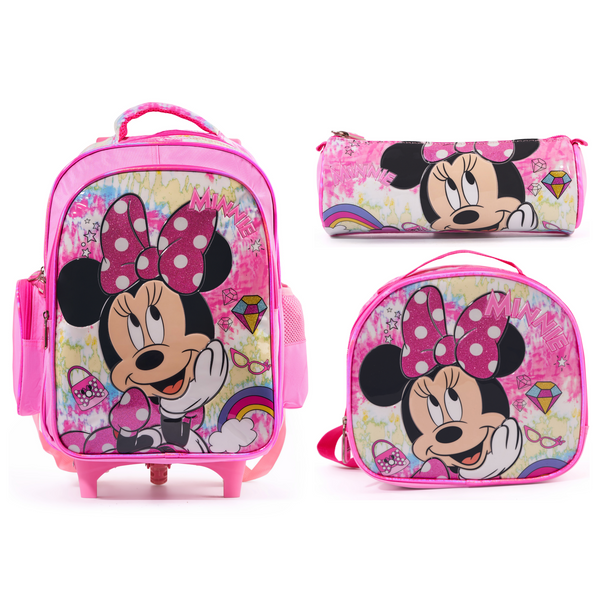 Minnie 3-in-1 Girls' School Trolley Bag Set