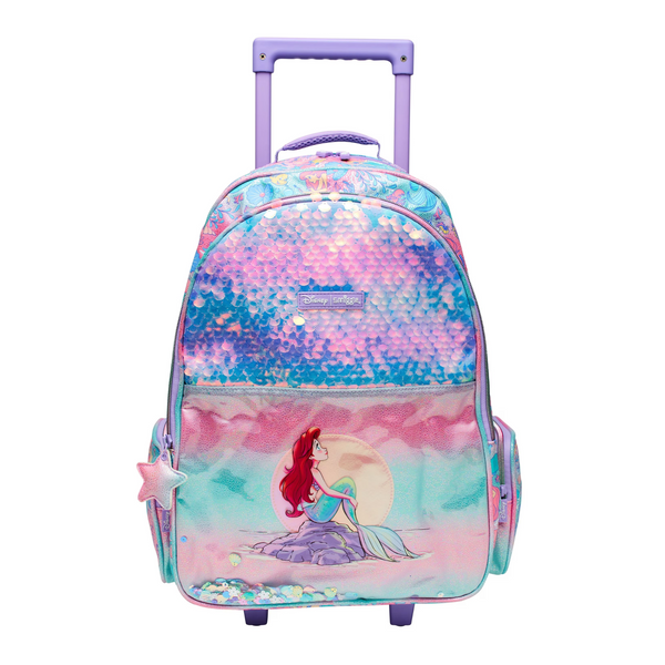 Smiggle The Little Mermaid Trolley Bag With Light Up Wheels 16"