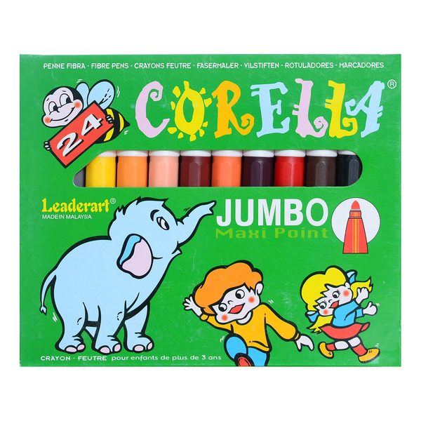 Corella Jumbo Maxi Point Colored Markers - 24 Colors