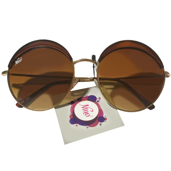 Round Brown Browline Sunglasses