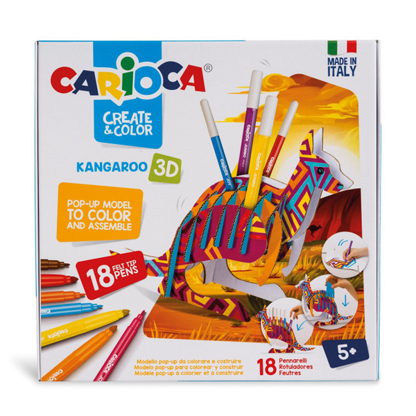 Carioca Create & Color 3D Kangaroo Pop-Up Model