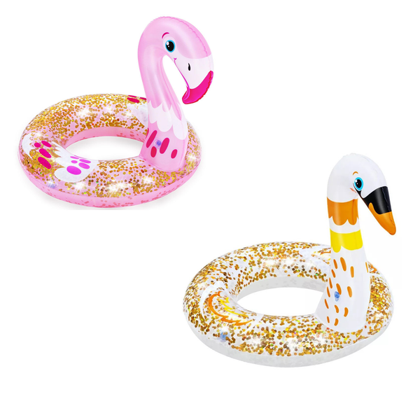 Bestway Shimmer Flamingo & Goose Swim Ring - 58.5 x 61 CM