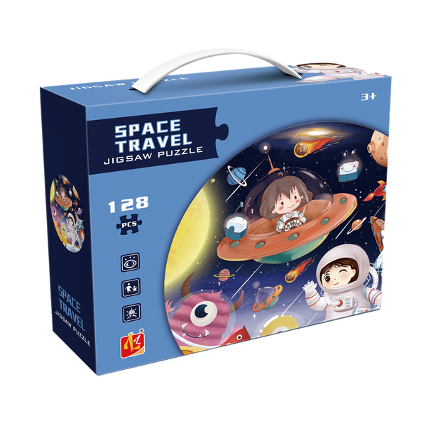 Space Travel Round Jigsaw Puzzle (128 Pcs)