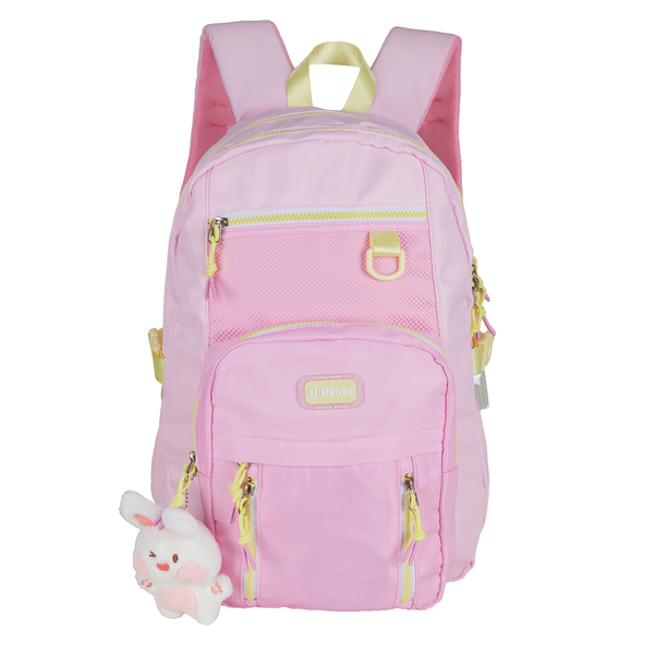 Pause Pastel Pals: Pink Bunny Keychain Premium Backpack 18"