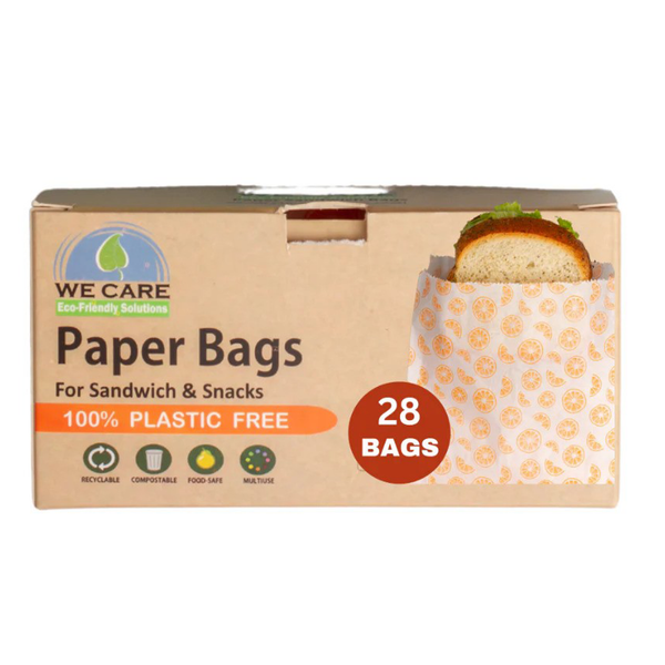 We Care Plastic Free Orange Food Paper Bags - 28 Bags