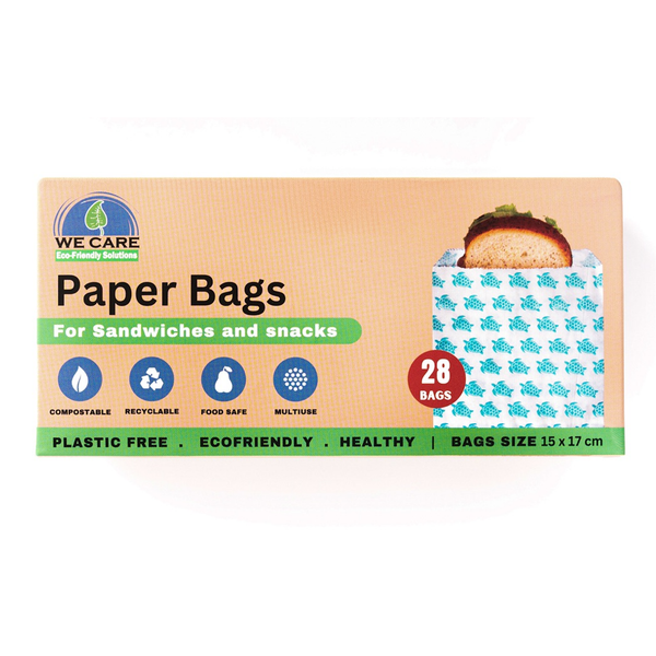 We Care Plastic Free Blue Food Paper Bags - 28 Bags