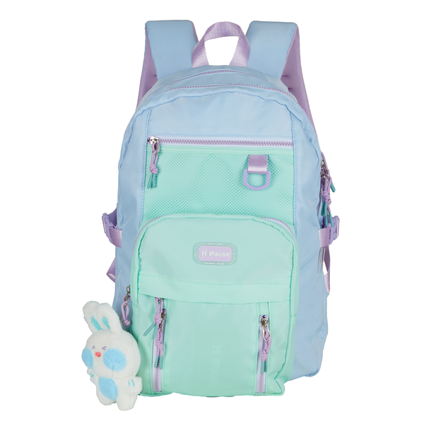 Pause Pastel Pals: Blue Bunny Keychain Premium Backpack 18"