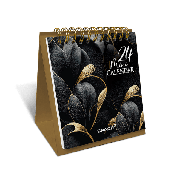 Golden Black 2024 Mini Desk Calendar