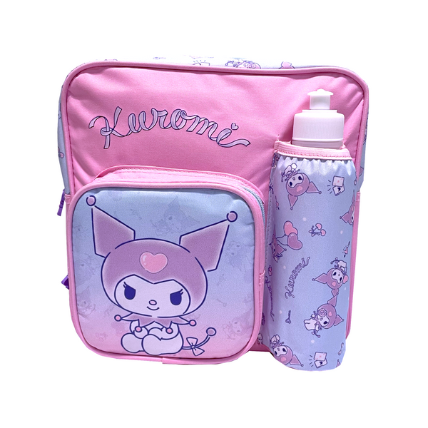 Sanrio Kuromi Kinder Backpack with Bottle, Lunch Box, Fork & Spoon