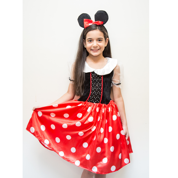 Minnie Mouse Girls' Costume with Headband (M-L-XL)