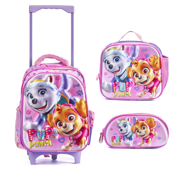 Paw Patrol Girls 3-in-1 School 3D Trolley Bag Set