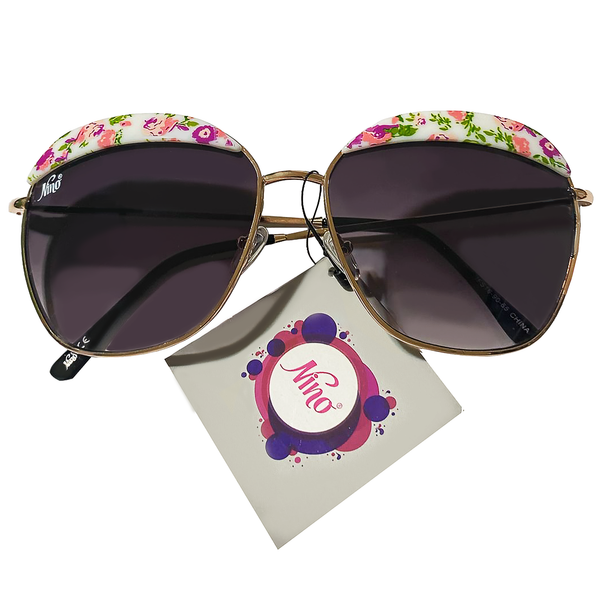 Peach & Purple Floral Browline Sunglasses