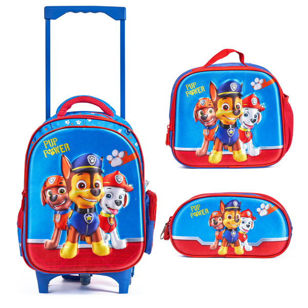 Paw Patrol Boys 3-in-1 School 3D Trolley Bag Set