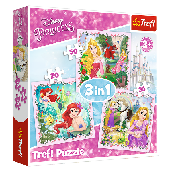 3-in-1 Rapunzel, Aurora and Ariel Puzzle (106 Pcs)