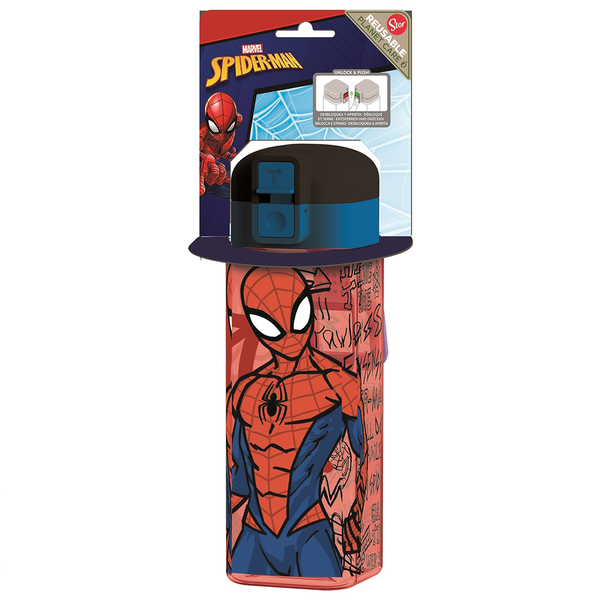 Stor Spiderman Safety Lock Square Bottle 550 ML