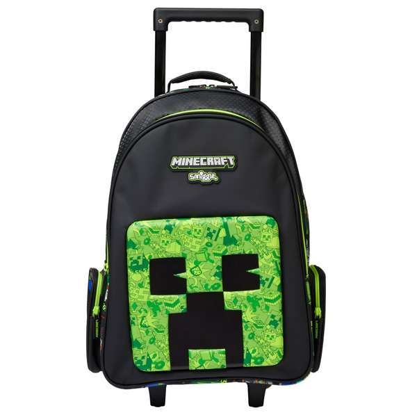 Smiggle Minecraft Trolley Bag With Light Up Wheels 16"