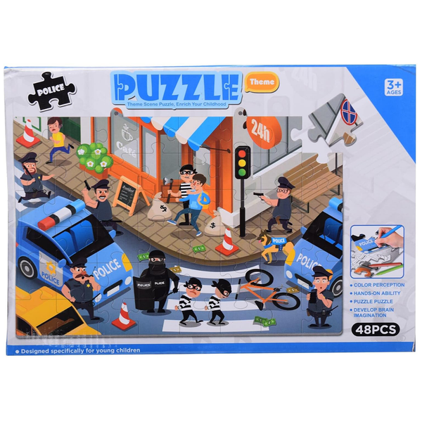 Robber and Police Coloring Puzzle (48 Pcs)