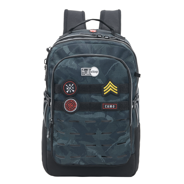 Full Stop Green Camo 3 Compartment Backpack Set 19"