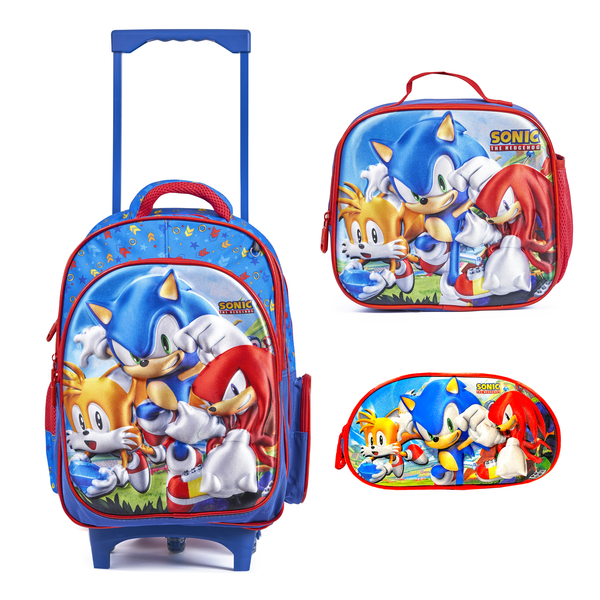 Sonic 3-in-1 School 3D Trolley Bag Set