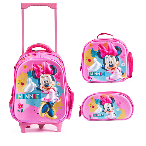 Minnie 3-in-1 School 3D Trolley Bag Set