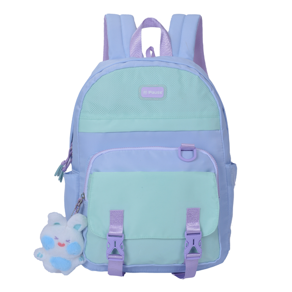 Pause Pastel Pals: Blue Bunny Keychain Elite Backpack 18"
