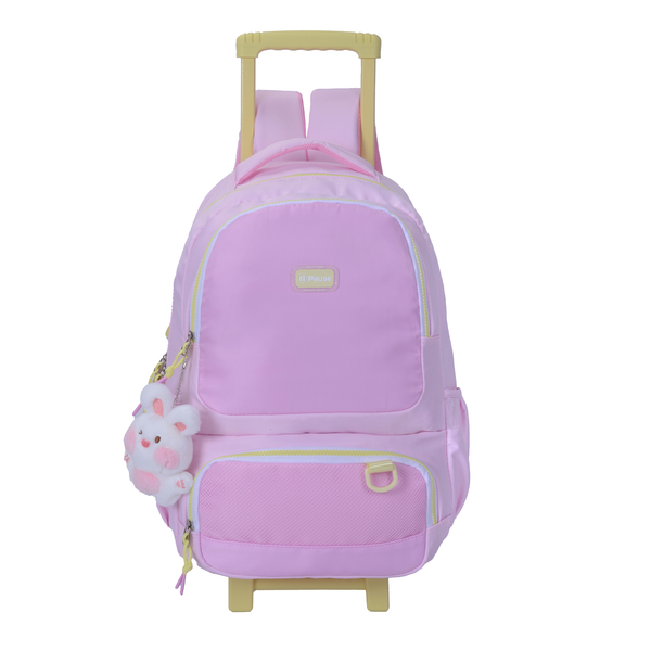 Pause Pastel Pals: Pink Bunny Keychain Trolley Bag 18"