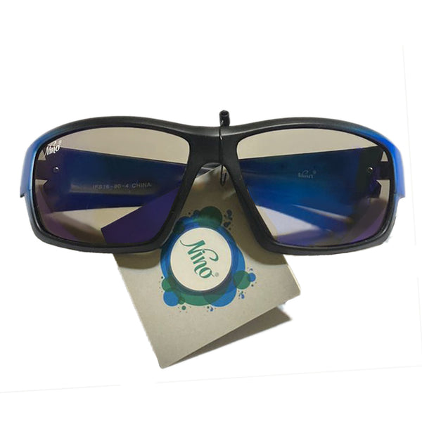 Wraparound Fashion Sunglasses Blue x Black Frame