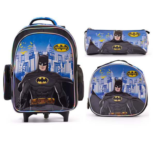 Batman 3-in-1 Boys' School Trolley Bag Set