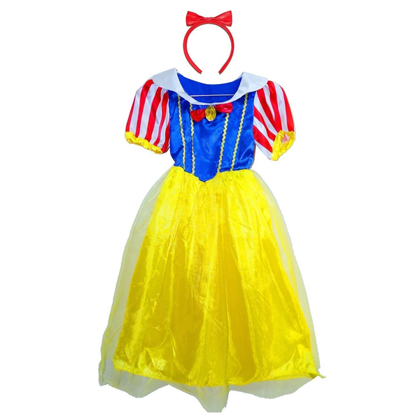 Snow White Princess Girls' Costume with Headband (M-L-XL)