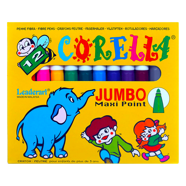 Corella Jumbo Maxi Point Colored Markers - 12 Colors