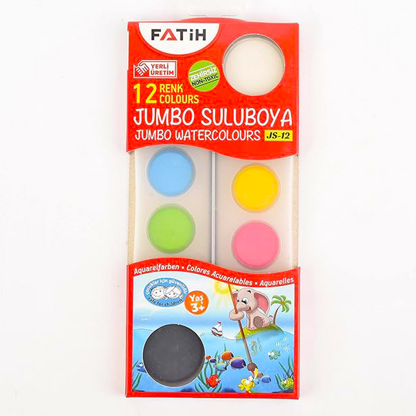 Fatih Jumbo Aquarell Watercolors - 12 Colors