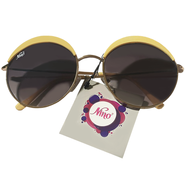 Round Beige Browline Sunglasses