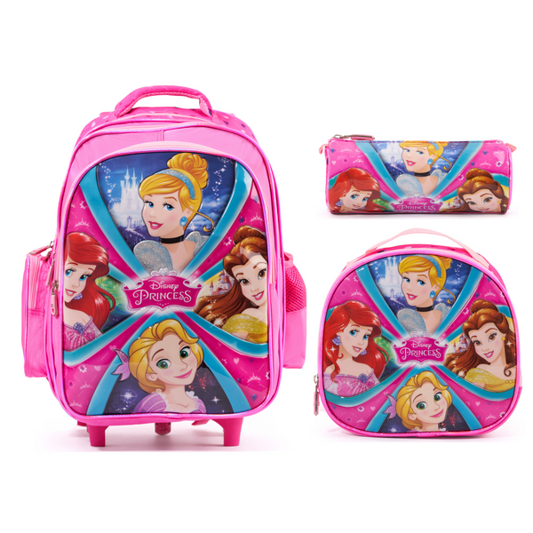 Princess 3-in-1 Girls' School Trolley Bag Set