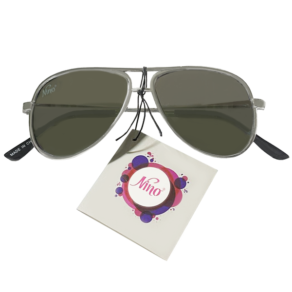 Metallic Silver Aviator Sunglasses