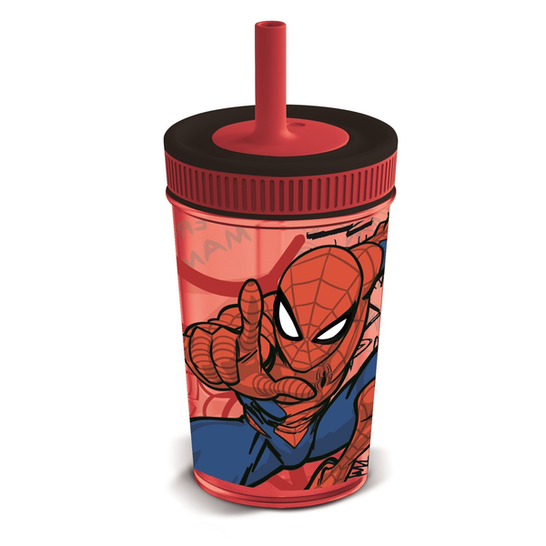 Stor Spiderman Leakproof Silicone Straw Tumbler 465 ML