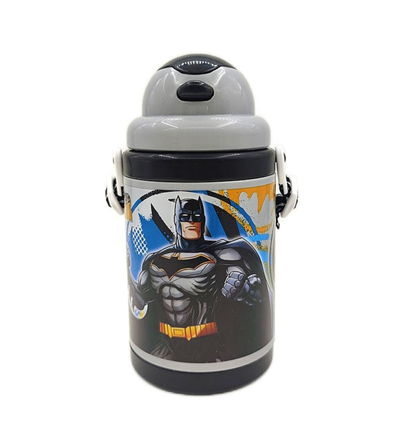 Batman Boys' Double Wall PP Plastic Bottle with Straw & Strap 460 ml Rainbow Max