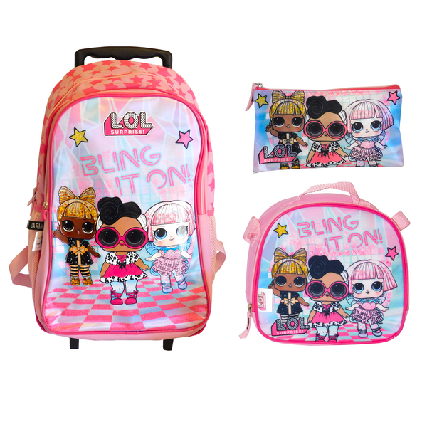 LOL Surprise Girls' 3-in-1 Trolley Bag Set 18"